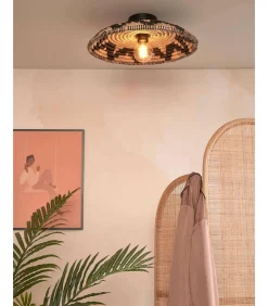 Outlet Plafonniere Andros - Naturel/Zwart - Ø45cm Hanglampen