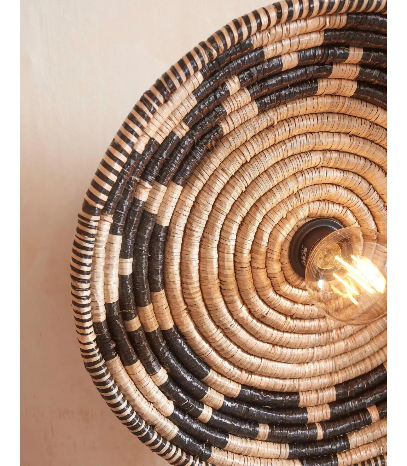 Outlet Plafonniere Andros - Naturel/Zwart - Ø45cm Hanglampen