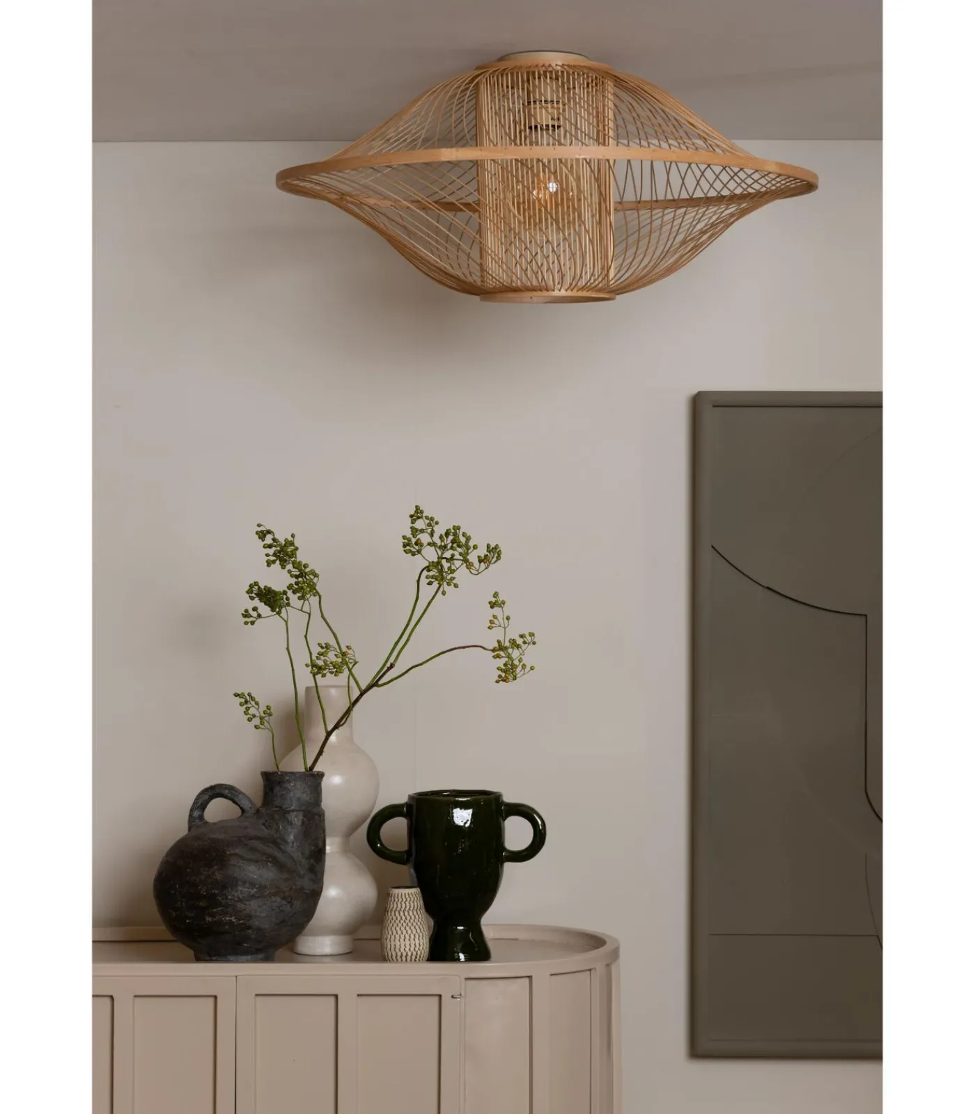 New Plafonniere Maui - Naturel - Ø70cm Hanglampen