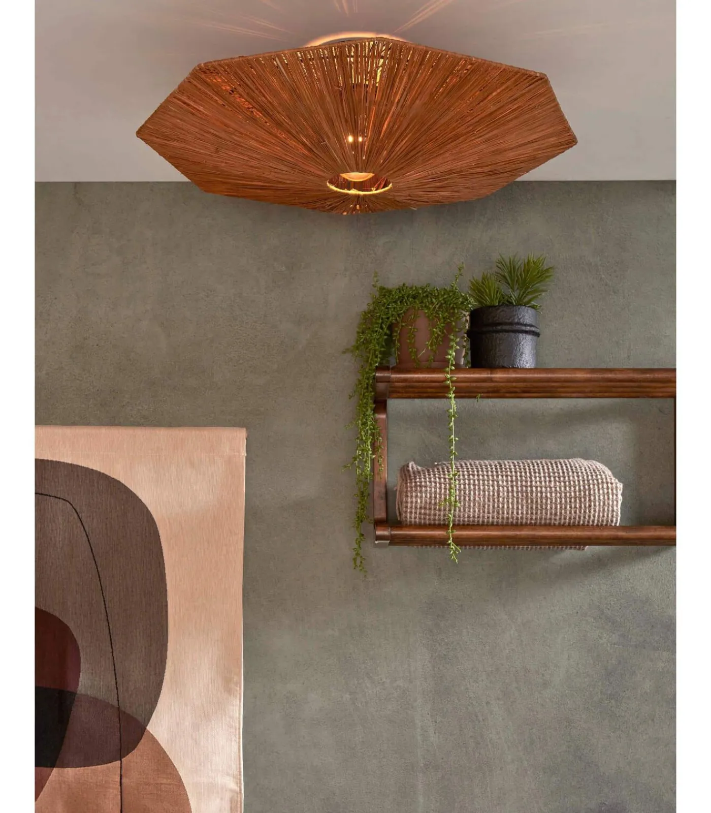 Best Plafonniere Panama - Bruin - 65x65x7cm Hanglampen