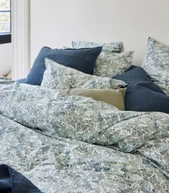 Outlet Plat laken van katoenperkal, PLANTEN MIST Lakens