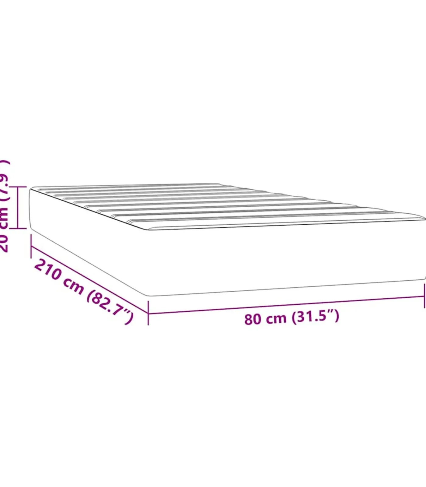 Online Pocketveringmatras 80x210x20 cm fluweel zwart Matrasbeschermer