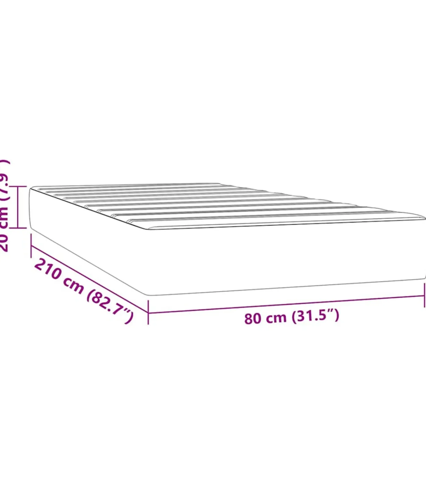 Hot Pocketveringmatras 80x210x20 cm fluweel roze Matrasbeschermer