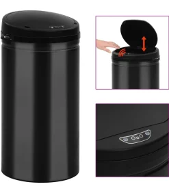 Outlet Prullenbak met automatische sensor 50 L koolstofstaal zwart Manden En Bakken