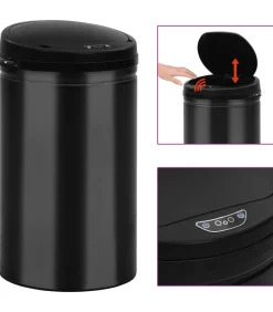 Prullenbak met automatische sensor 40 L koolstofstaal zwart Manden En Bakken