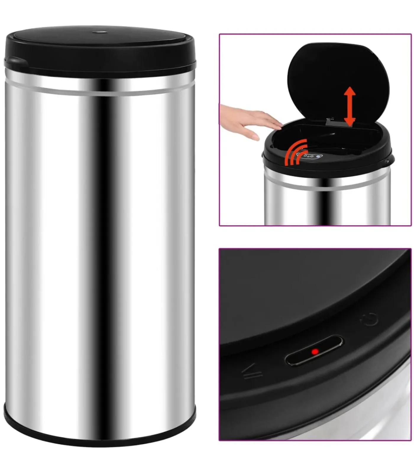 Hot Prullenbak met automatische sensor 70 L roestvrij staal Manden En Bakken