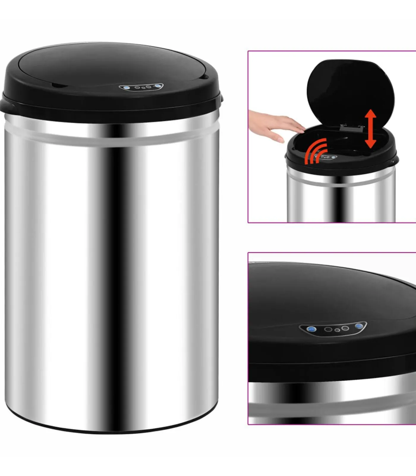 Online Prullenbak met automatische sensor 30 L roestvrij staal Manden En Bakken
