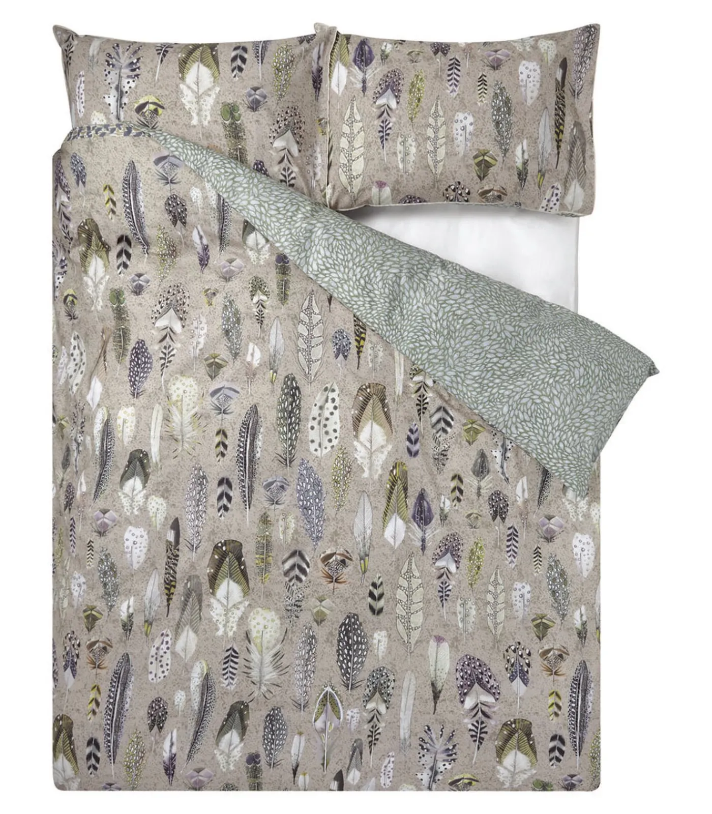 Outlet Quill natural Dekbedovertrek in katoen perkal met print Dekbedovertrekken