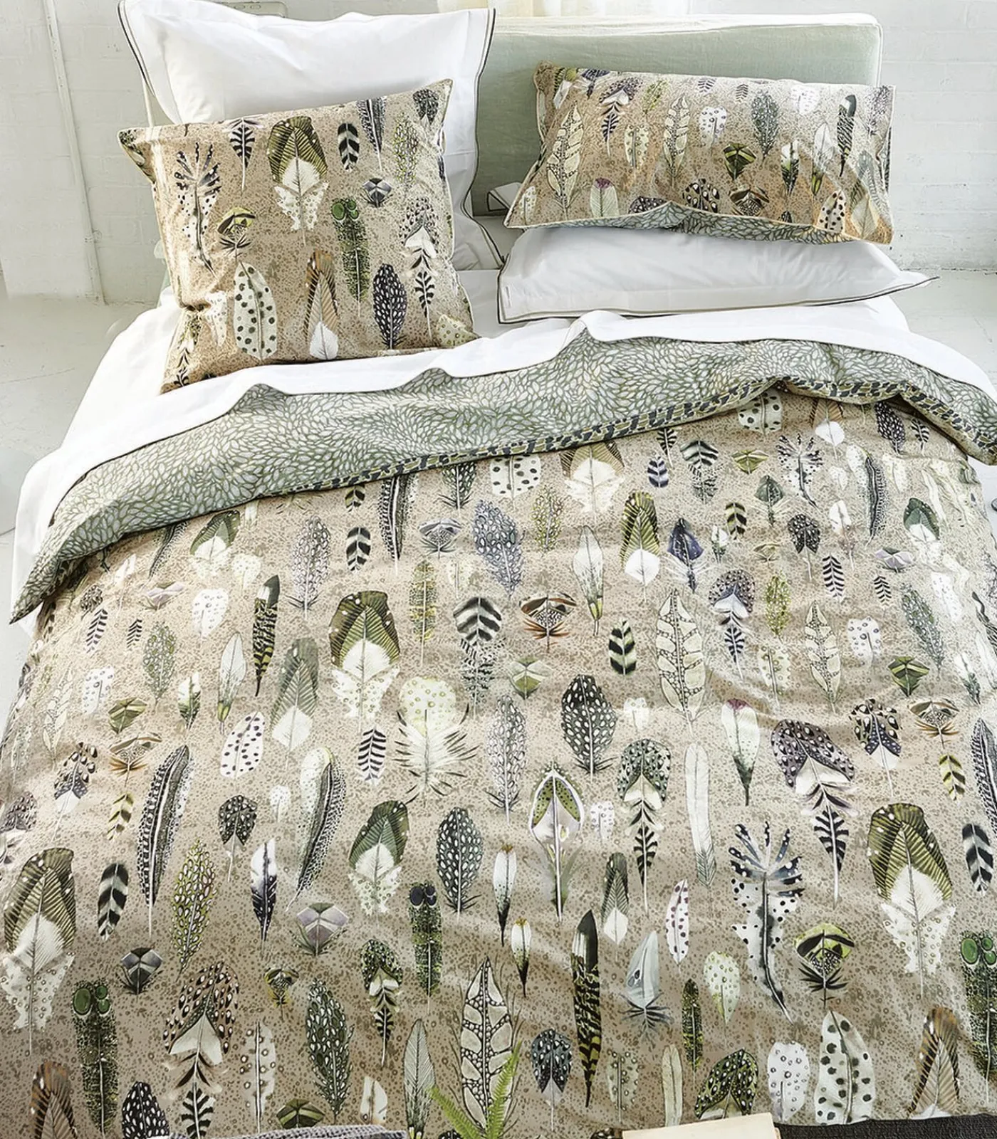 Outlet Quill natural Dekbedovertrek in katoen perkal met print Dekbedovertrekken