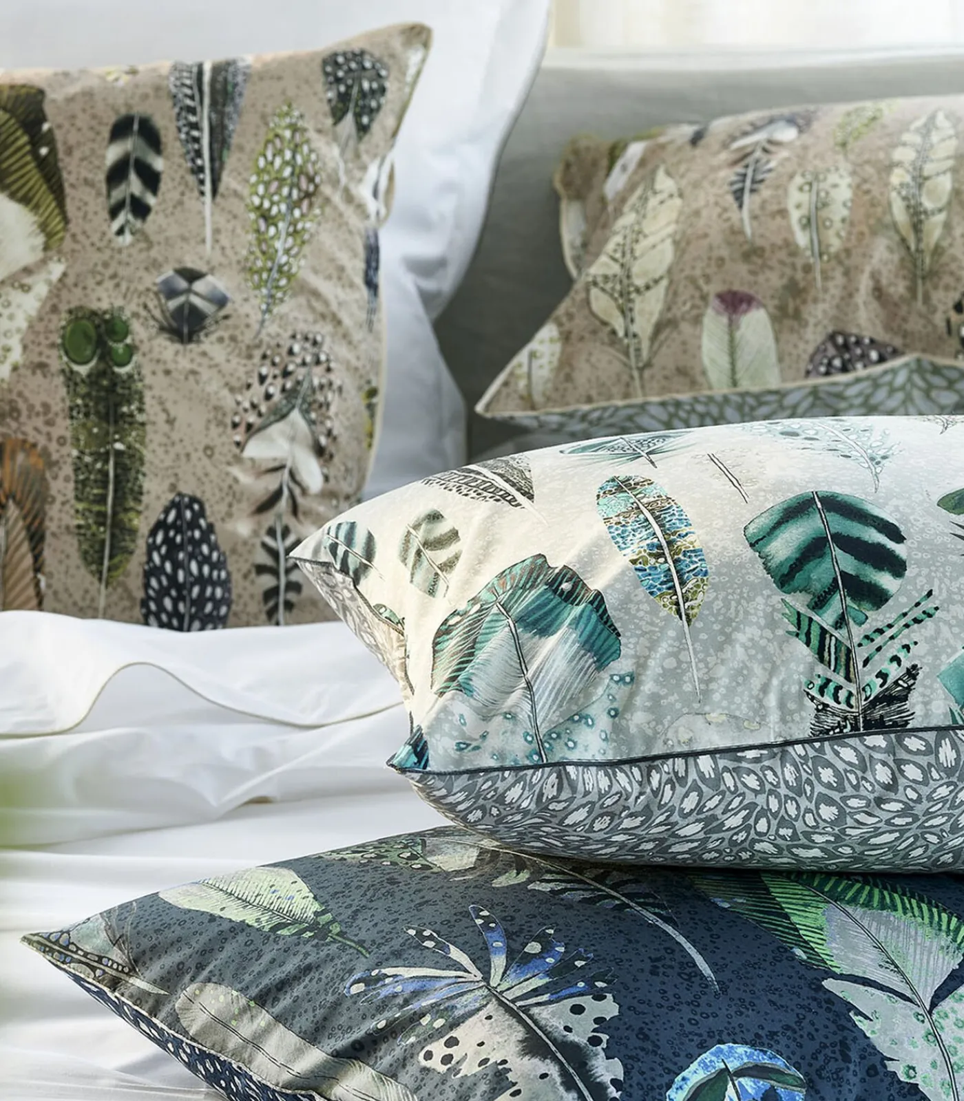 Outlet Quill natural Dekbedovertrek in katoen perkal met print Dekbedovertrekken