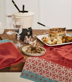 Clearance Raclette et fondue - Set van 2 theedoeken van puur katoenen jacquard 50x75cm Keuken- & Tafellinnen