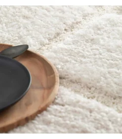 Sale Rechthoekig hoogpolig vloerkleed in ecru shaggy-stijl 120 x 170 cm Tapijten