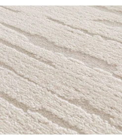 Outlet Rechthoekig laagpolig vloerkleed in effen ecru patroon 120 x 170 cm Tapijten