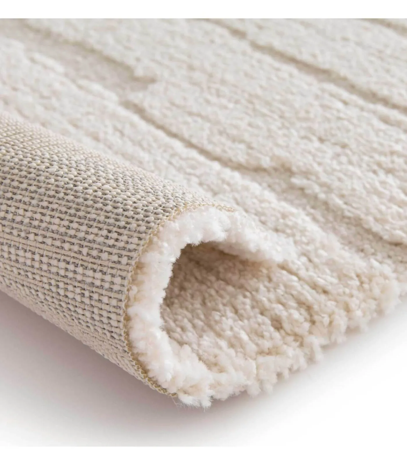 Outlet Rechthoekig laagpolig vloerkleed in effen ecru patroon 120 x 170 cm Tapijten