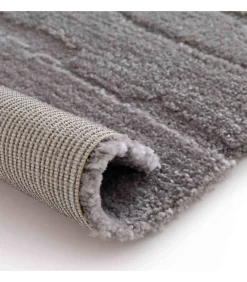 New Rechthoekig laagpolig vloerkleed effen grijs patroon 160 x 230 cm Tapijten