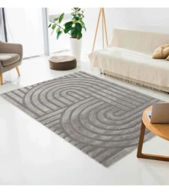 New Rechthoekig laagpolig vloerkleed eigentijds patroon grijs 120 x 170 cm Tapijten