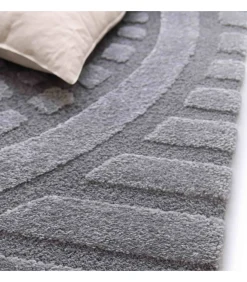New Rechthoekig laagpolig vloerkleed eigentijds patroon grijs 120 x 170 cm Tapijten
