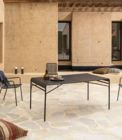 New Rechthoekige metalen tuintafel 172 Gaby zwart Tuinmeubelen