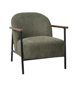 Outlet Relaxfauteuil in staal, hout en donkergroene stof Zetels