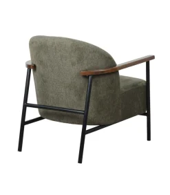Outlet Relaxfauteuil in staal, hout en donkergroene stof Zetels