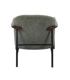 Outlet Relaxfauteuil in staal, hout en donkergroene stof Zetels