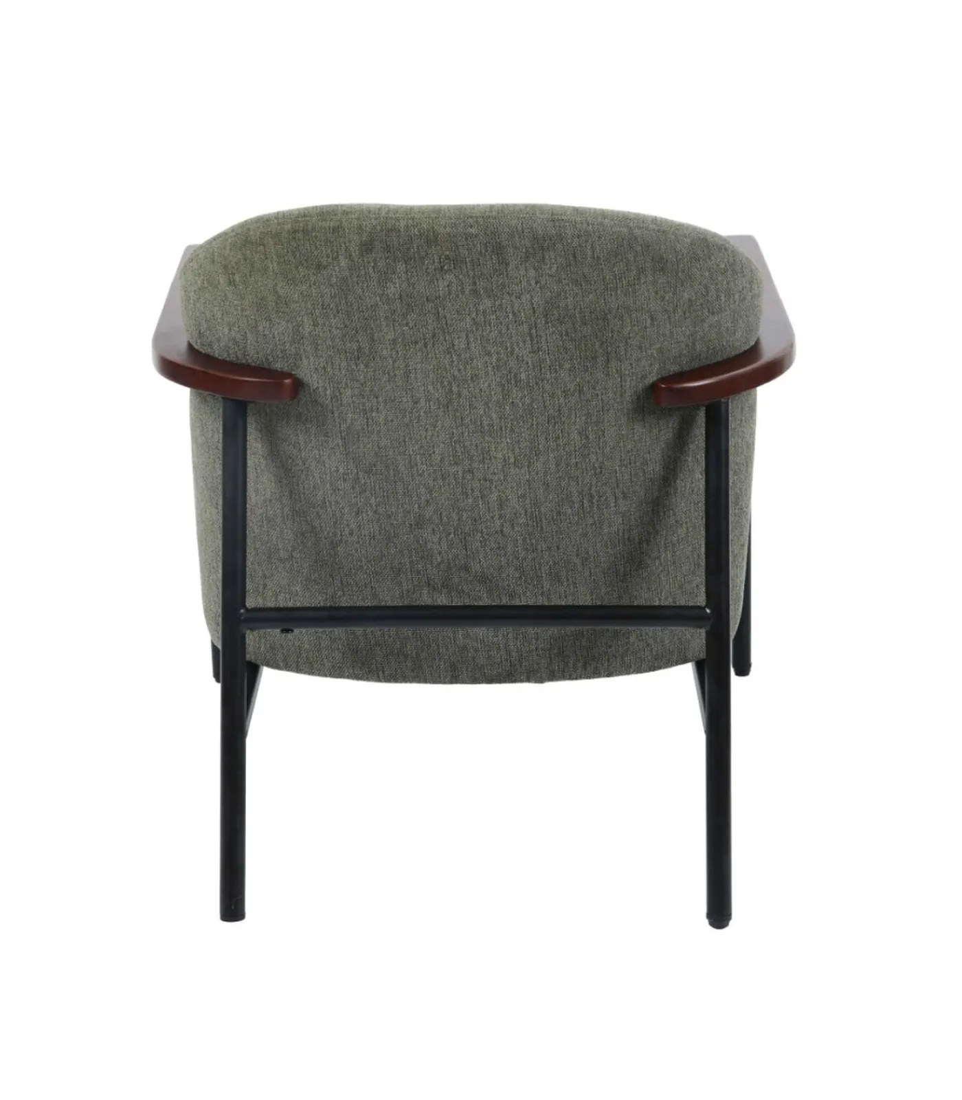 Outlet Relaxfauteuil in staal, hout en donkergroene stof Zetels