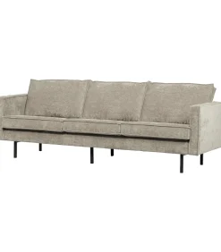 Discount Rodeo Zits Bank - Ribstof - Donkerzand - 85x277x86 Zetels