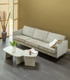 Discount Rodeo Zits Bank - Ribstof - Donkerzand - 85x277x86 Zetels