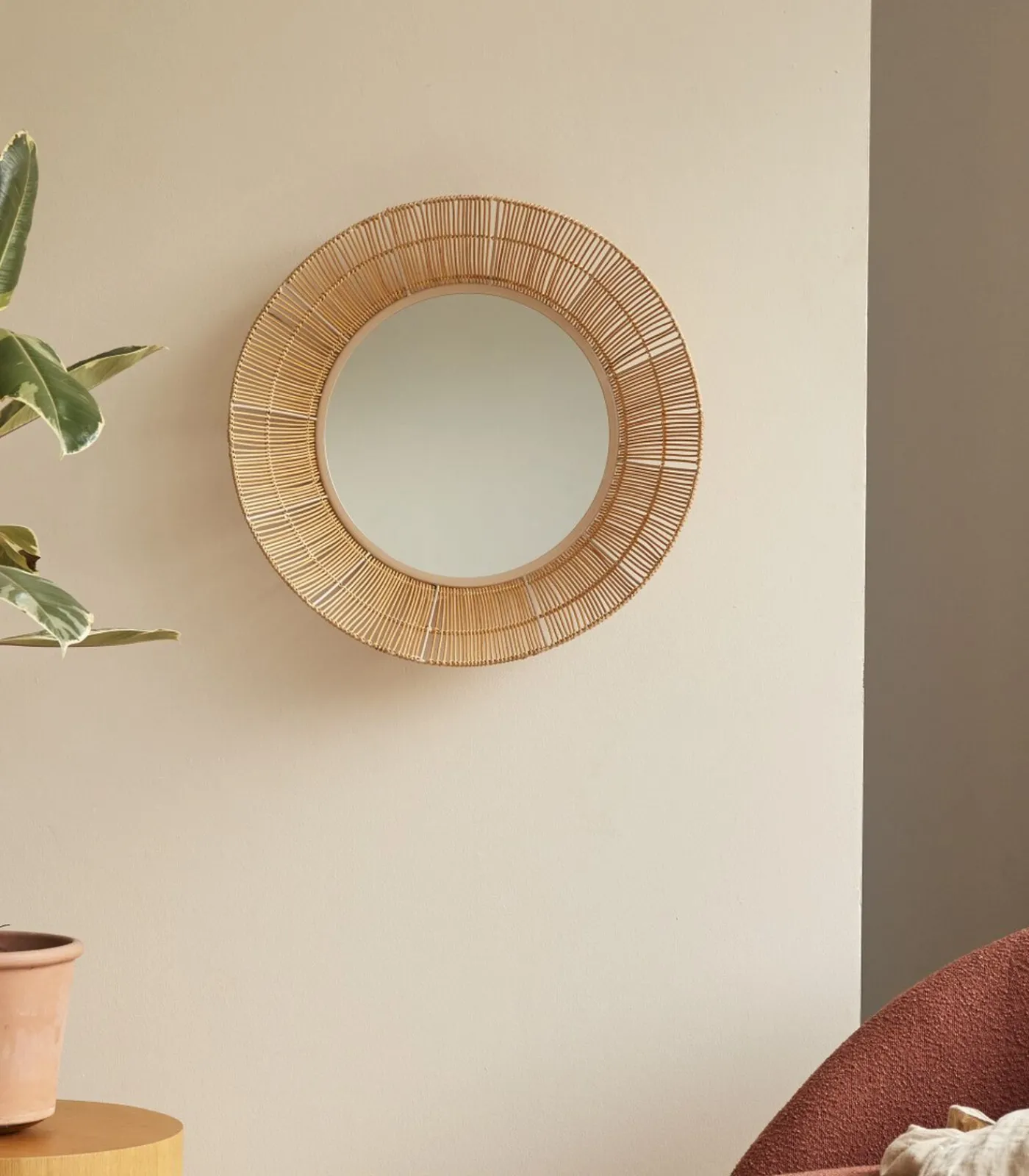 New Ronde spiegel van natuurvezel 60 cm Rosie Spiegels