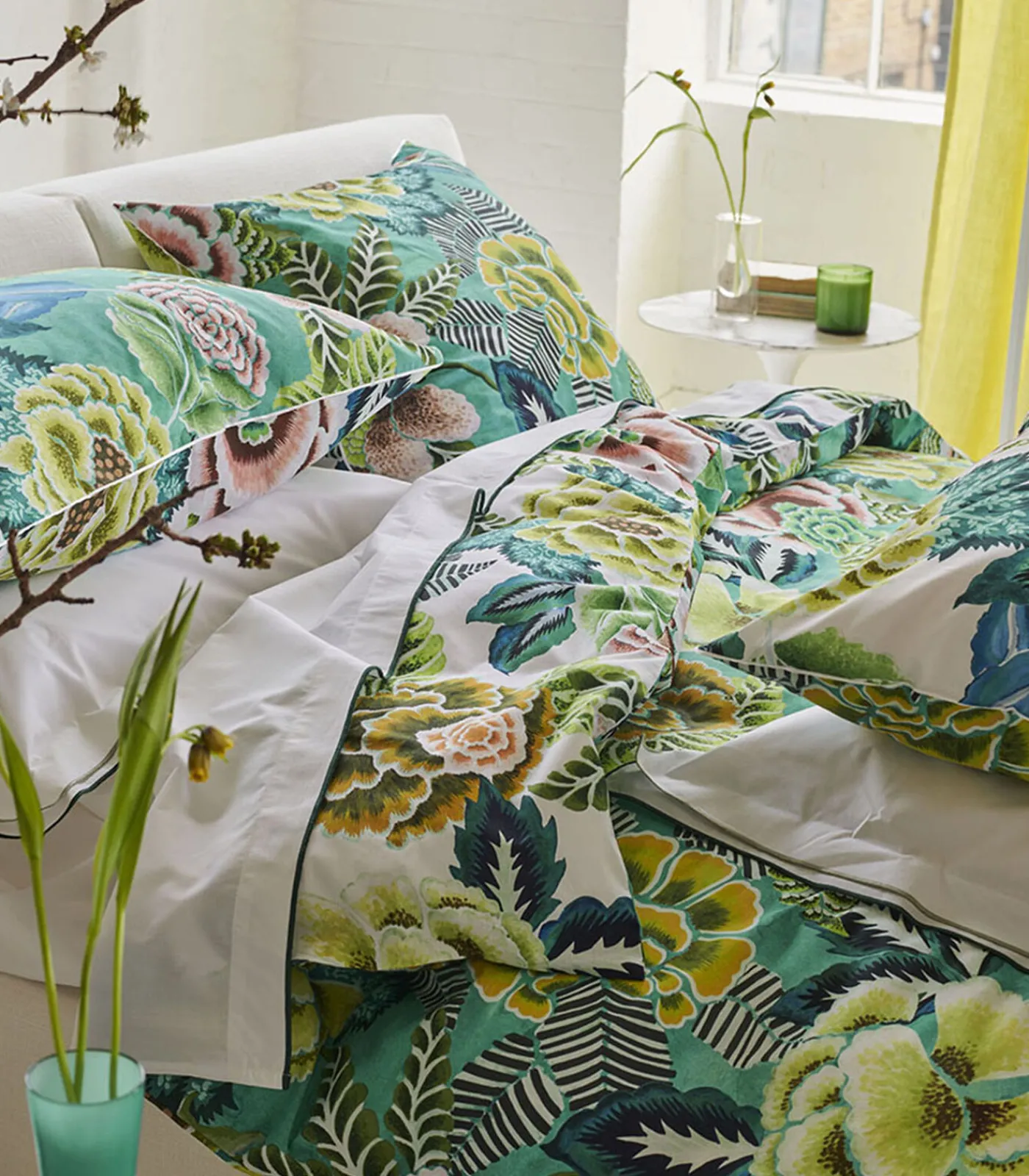 Online Rose de Damas - Kussensloop in katoen perkal met print Kussenslopen