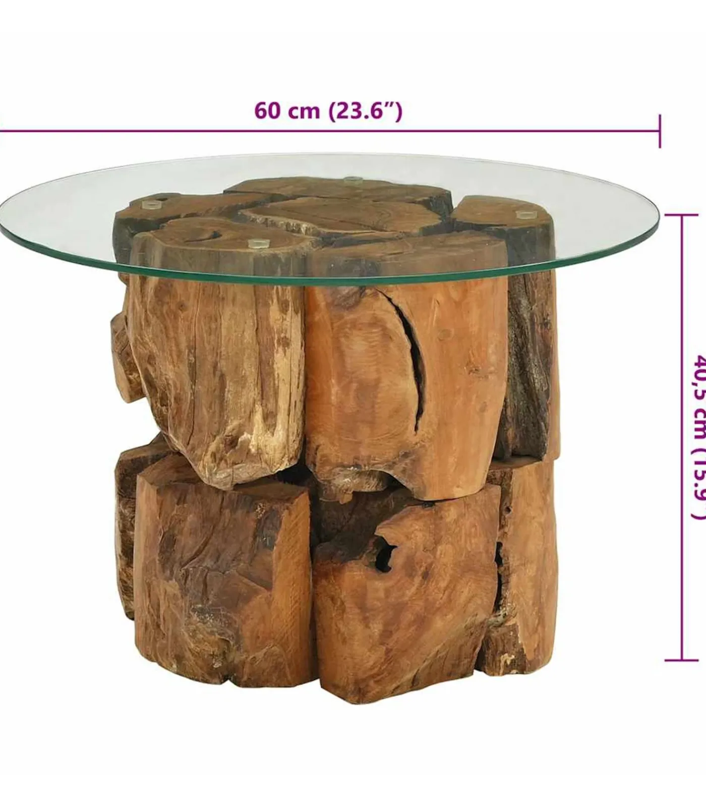 Discount Salontafel 60 cm massief teak drijfhout Tafels