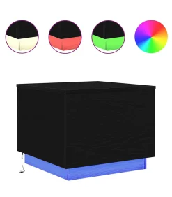 Discount Salontafel met LED-verlichting 50x50x40 cm zwart eikenkleurig Tafels