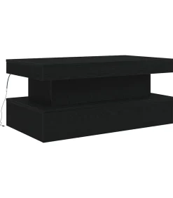 Online Salontafel met LED-verlichting 90x50x40 cm zwart eiken Tafels