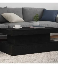 Online Salontafel met LED-verlichting 90x50x40 cm zwart eiken Tafels