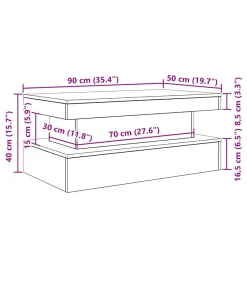 Online Salontafel met LED-verlichting 90x50x40 cm zwart eiken Tafels