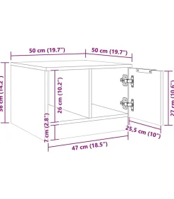 Hot Salontafel 50x50x36 cm bewerkt hout artisanaal eikenkleur Tafels