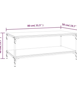 Hot Salontafel 80x50x40 cm bewerkt hout gerookt eikenkleurig Tafels