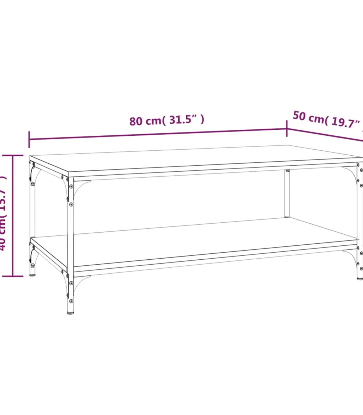 Hot Salontafel 80x50x40 cm bewerkt hout gerookt eikenkleurig Tafels