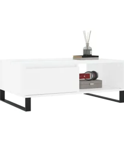 Salontafel 90x60x35 cm bewerkt hout wit Tafels