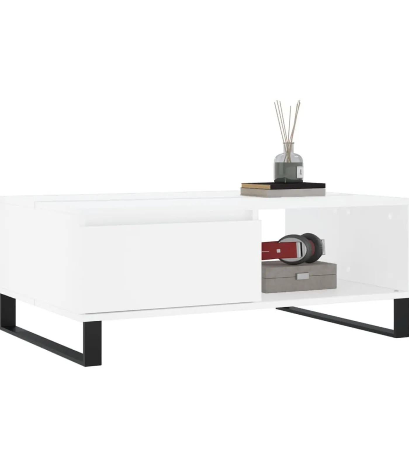 Salontafel 90x60x35 cm bewerkt hout wit Tafels