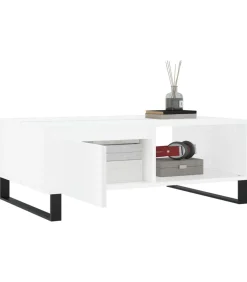 Salontafel 90x60x35 cm bewerkt hout wit Tafels