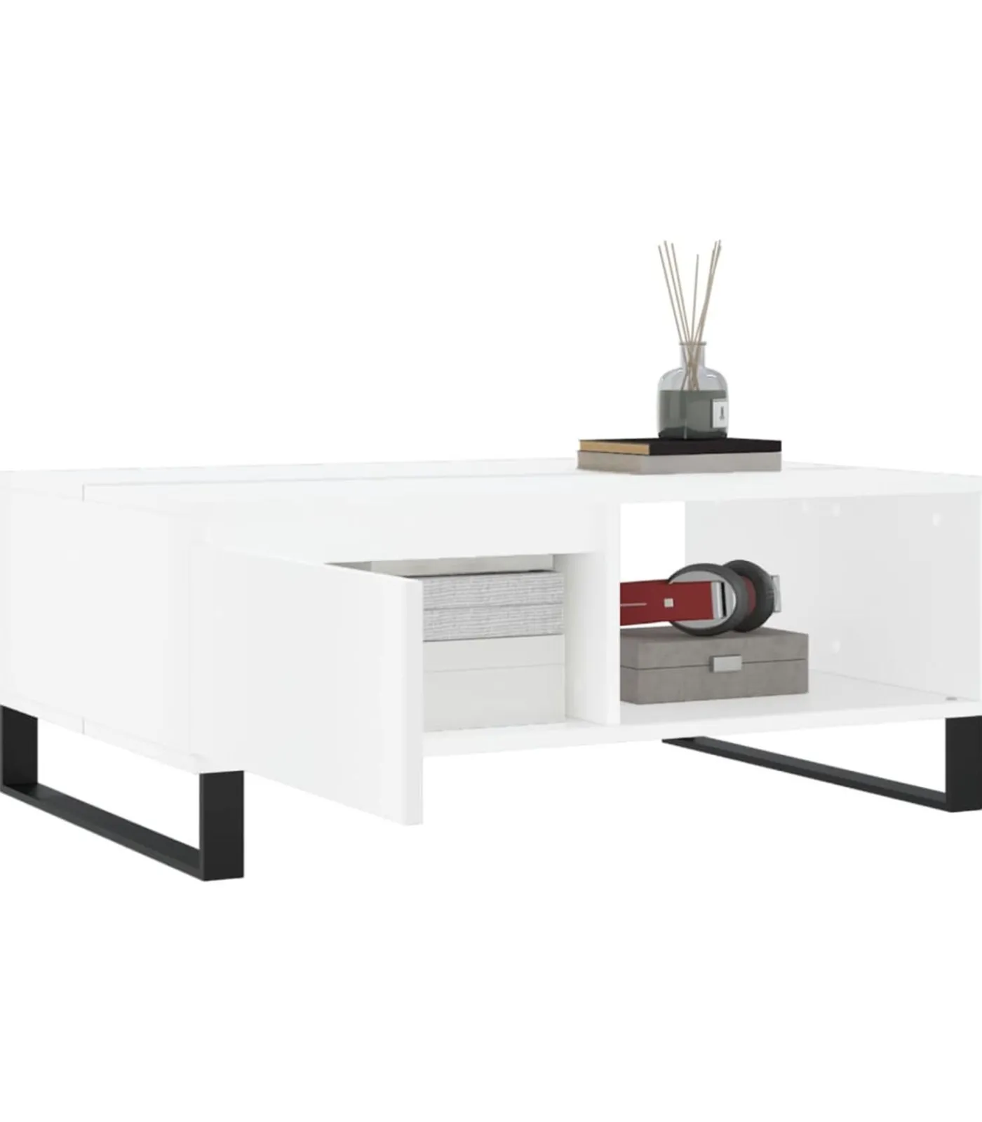 Salontafel 90x60x35 cm bewerkt hout wit Tafels