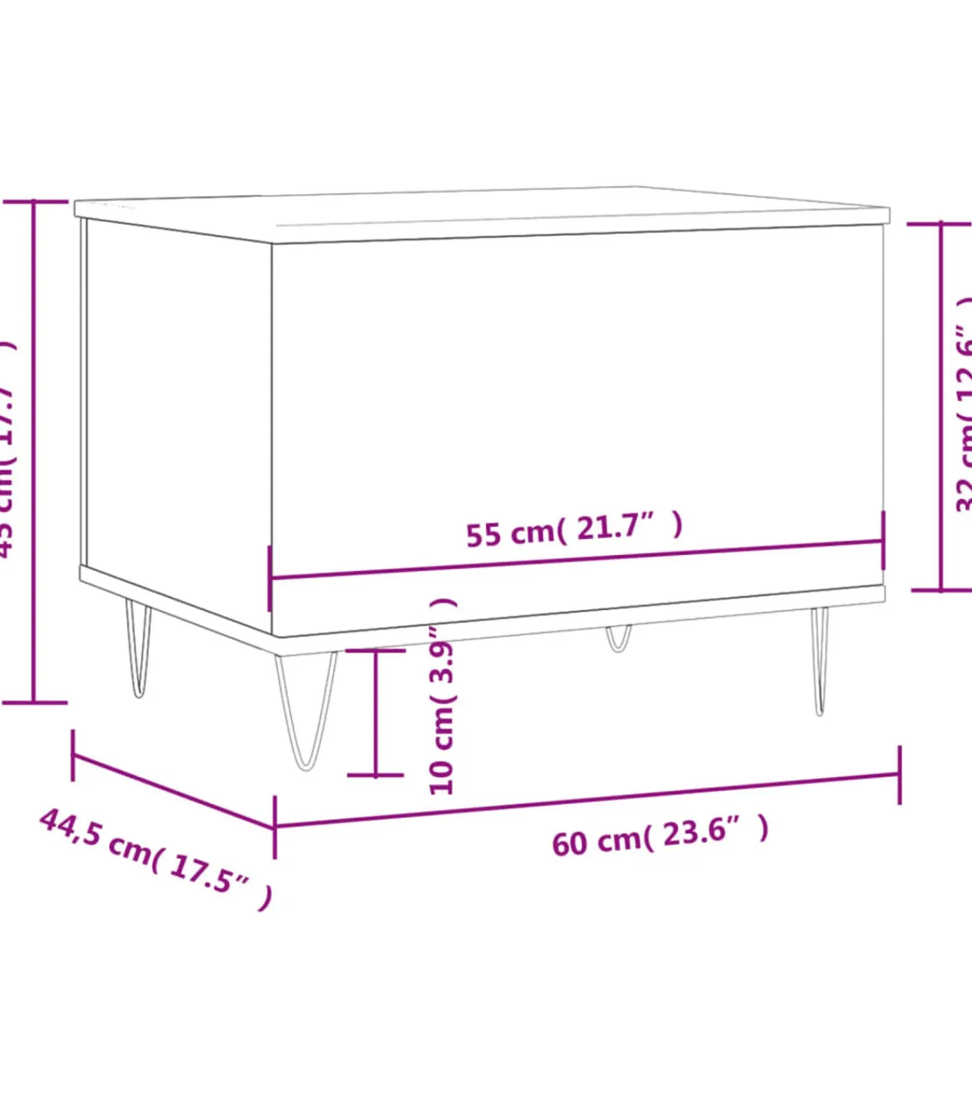 Discount Salontafel 60x44,5x45 cm bewerkt hout gerookt eikenkleurig Tafels