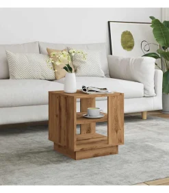 Best Salontafel 40x40x43 cm bewerkt hout artisanaal eikenkleurig Tafels