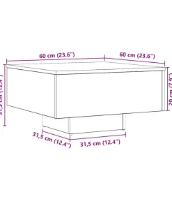 Clearance Salontafel 60x60x31,5 cm bewerkt hout artisanaal eikenkleur Tafels