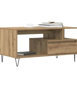 Best Salontafel 90x49x45 cm bewerkt hout artisanaal eikenkleurig Tafels