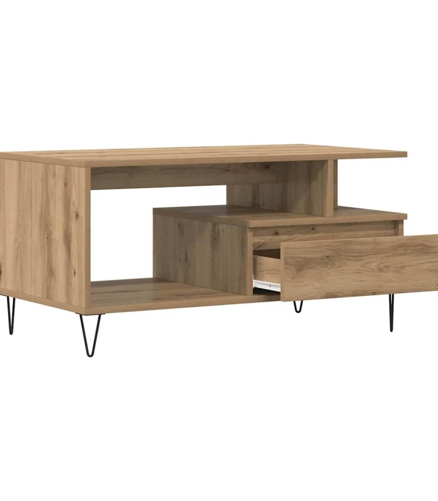 Best Salontafel 90x49x45 cm bewerkt hout artisanaal eikenkleurig Tafels