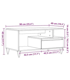 Best Salontafel 90x49x45 cm bewerkt hout artisanaal eikenkleurig Tafels