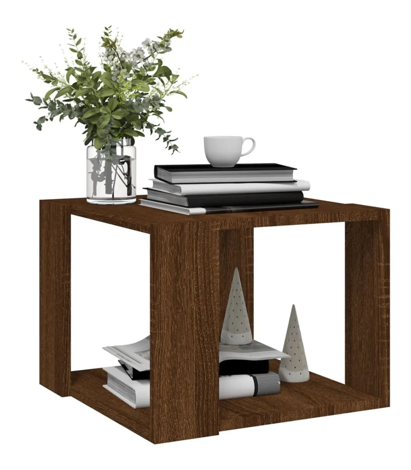 Hot Salontafel 40x40x30 cm bewerkt hout bruin eikenkleur Tafels