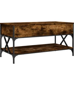 Hot Salontafel 100x50x50 cm bewerkt hout en metaal gerookt eiken Tafels
